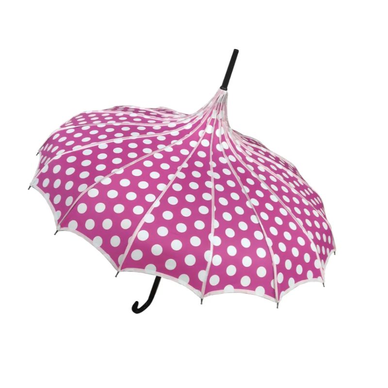 Pink Polka Dot Pagoda Umbrella