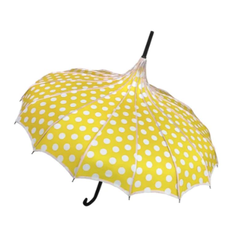 Yellow Polka Dot Pagoda Umbrella