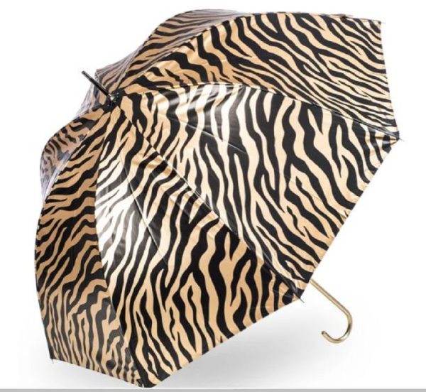 This Zebra Print Umbrella In Black And Gold Stripes Is Also Uv Protecive!