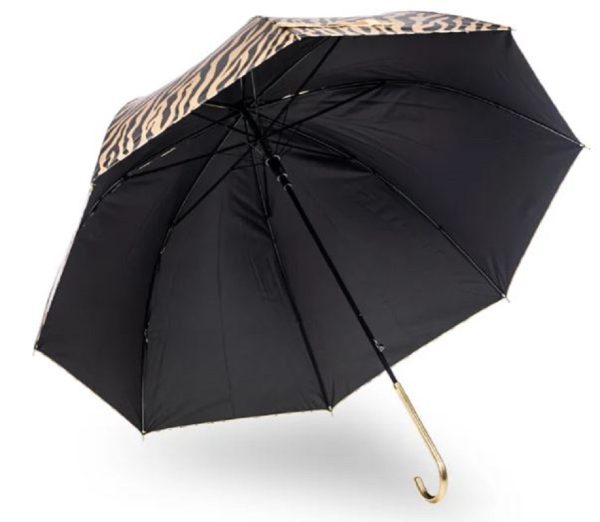 Gold Zebra Underside Zebra Print Umbrella - Black And Gold - Uv Protective