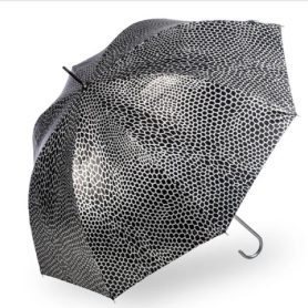 A silver snakeskin umbrella, automatic opening and with UV protection