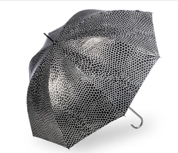 A Silver Snakeskin Umbrella, Automatic Opening And With Uv Protection