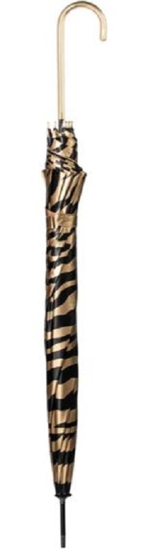 Zebra Gold Closed Zebra Print Umbrella - Black And Gold - Uv Protective