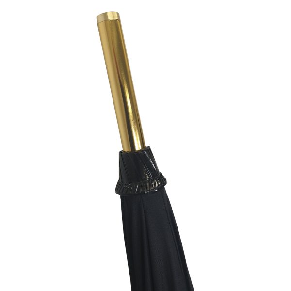 Gold Tip Of Callisto, The Black Gothic Umbrella Designed By Umbrella Heaven.
