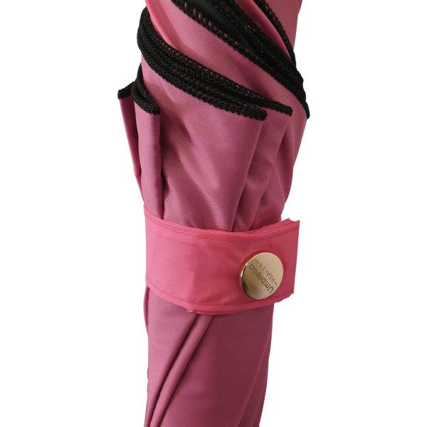 Pink And Black Gothic Umbrella - Showing Umbrella Heaven Press Stud.