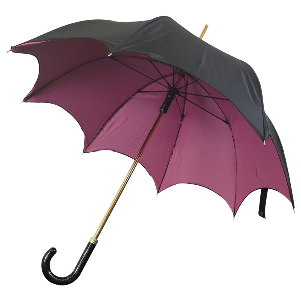 Underside Of Arwen, The Black And Pink Gothic Style Umbrella Designed By Umbrella Heaven.