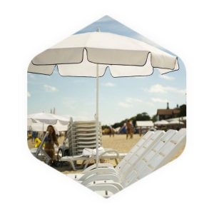 White Commercial Beach Parasol With Valance