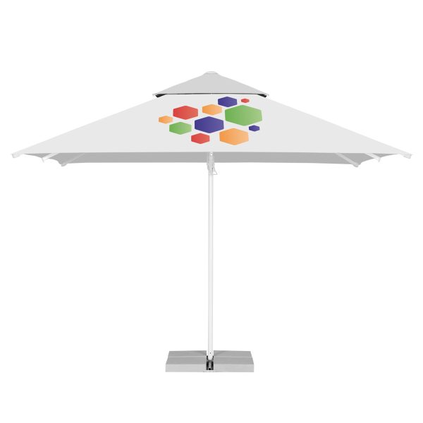4M X 4M Strong Commercial Parasol Without Valance With Overlapping Second Roof