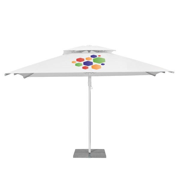 5M X 5M Strong Commercial Parasol Without Valance With Overlapping Second Roof