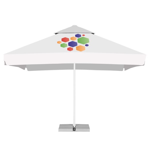 3.5M X 3.5M Telescopic Commercial Parasol With Second Roof Vent With Valance