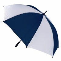 Navy and White Golf Umbrella - open, angled