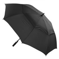 Black Vented Windproof Automatic Golf Umbrella - open, angled